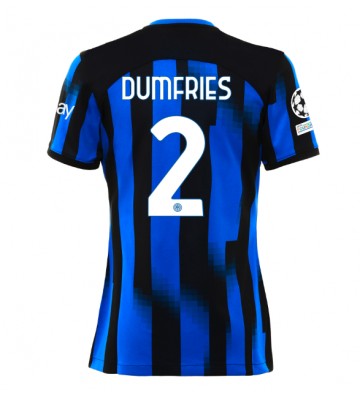 Inter Milan Denzel Dumfries #2 Hjemmebanetrøje Dame 2023-24 Kort ærmer